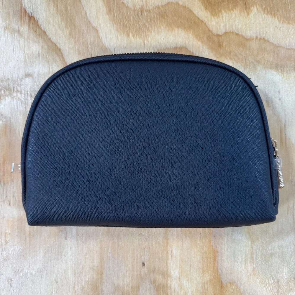 Ted Baker London Black Saffiano Dome Cosmetic Makeup Pouch Luxury